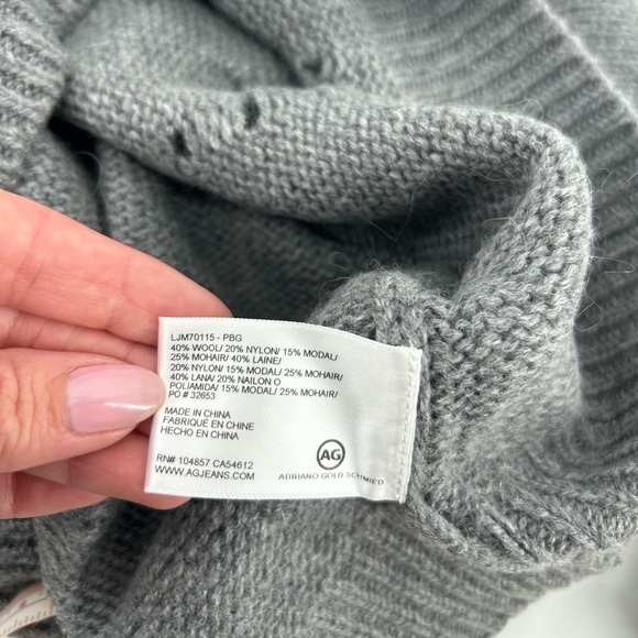 NWT New $248 AG Adriano Goldschmied Sandrine Longline Grey Wool Cardigan Size XS - Picture 10 of 12